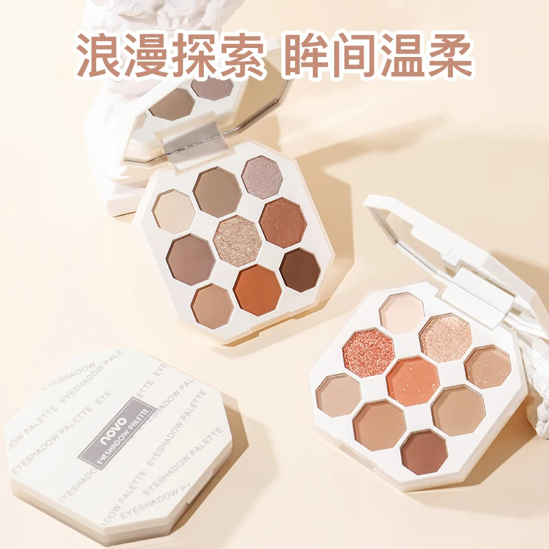 

9 Colors Matte Shimmer Eyeshadow Palette Waterproof Long-lasting Eye Shadow Pigment Earth Color Eye Makeup Soft Eyeshadow Powder