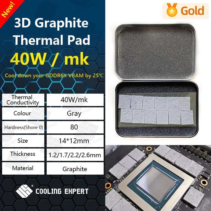 Охлаждение Expert 40 Вт/м. k 3D графитовая термопрокладка 3090/3080 память термопаста IC охлаждение GDDR 6X VRAM графиеновое охлаждение