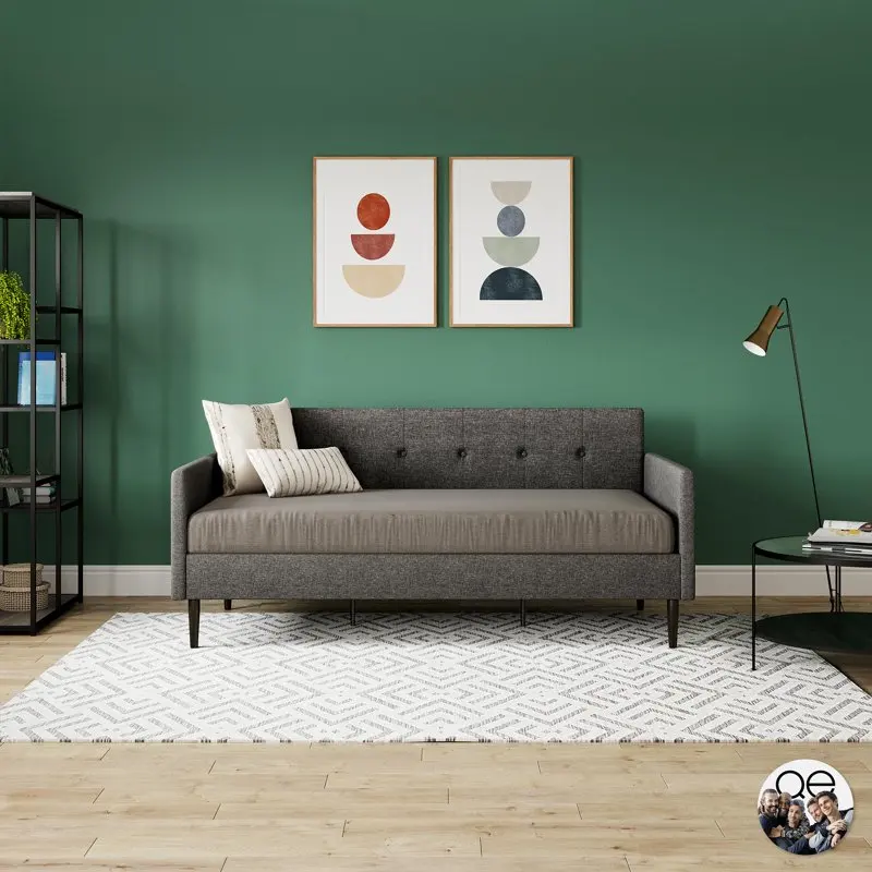 

Upholstered Daybed, Twin Size, Gray Linen