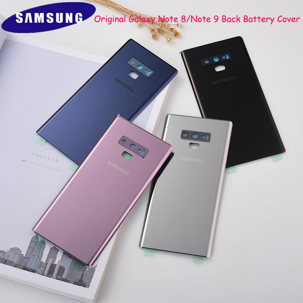 

Оригинал, SAMSUNG Galaxy Note 9 N960 N960F Note 8 N950 N950F, стеклянная батарея, задняя крышка, замена корпуса двери + стекло для камеры