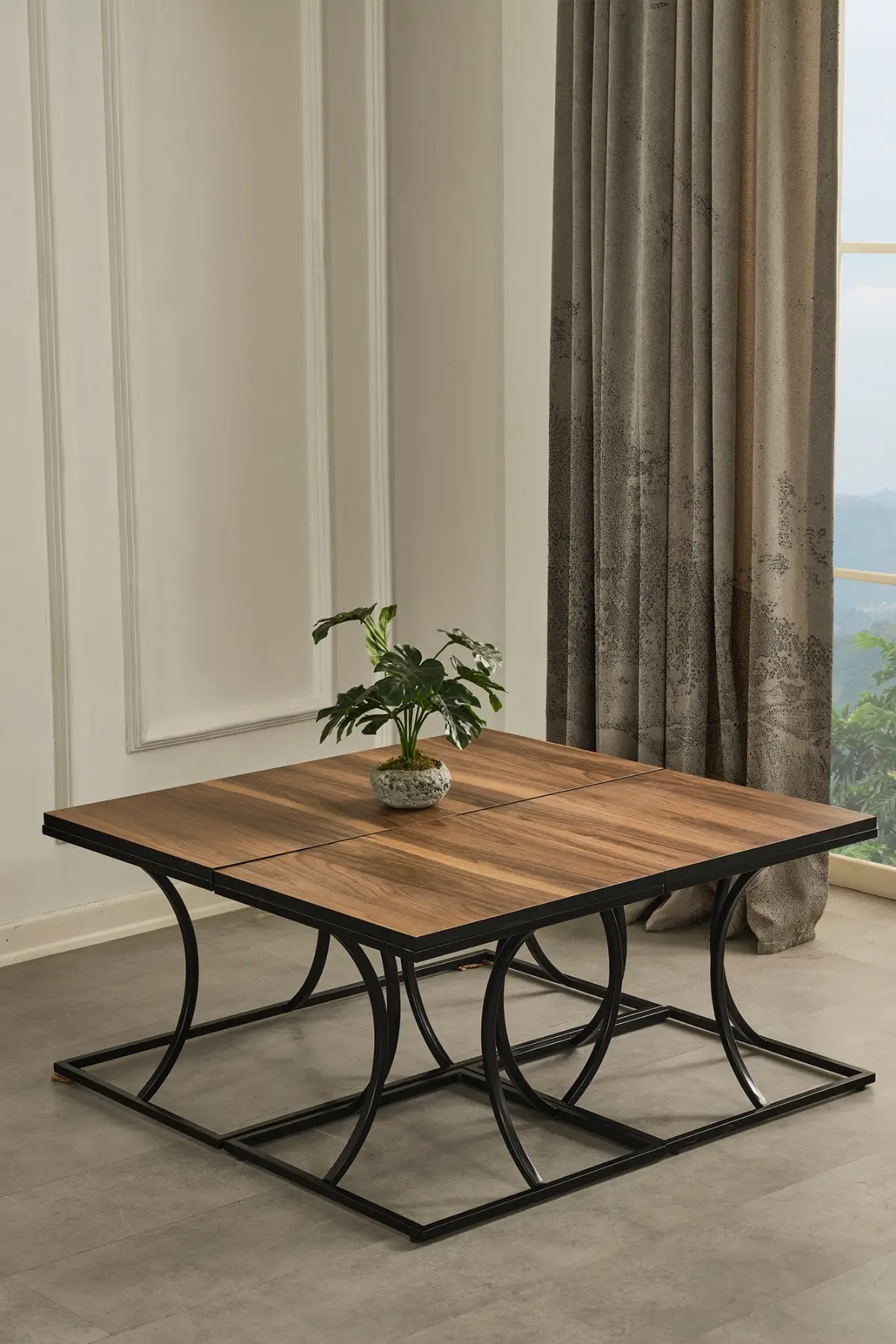 

Puzzle Metal Pedestal Walnut Veneer Mdf'li medium coffee table coffee tables table basse furniture living room table