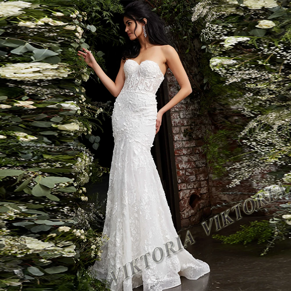 

VIKTORIA Classic Strapless Wedding Dresses For Women Bride 2023 Mermaid Sleeveless Appliques Robe De Mariée Drop Shipping