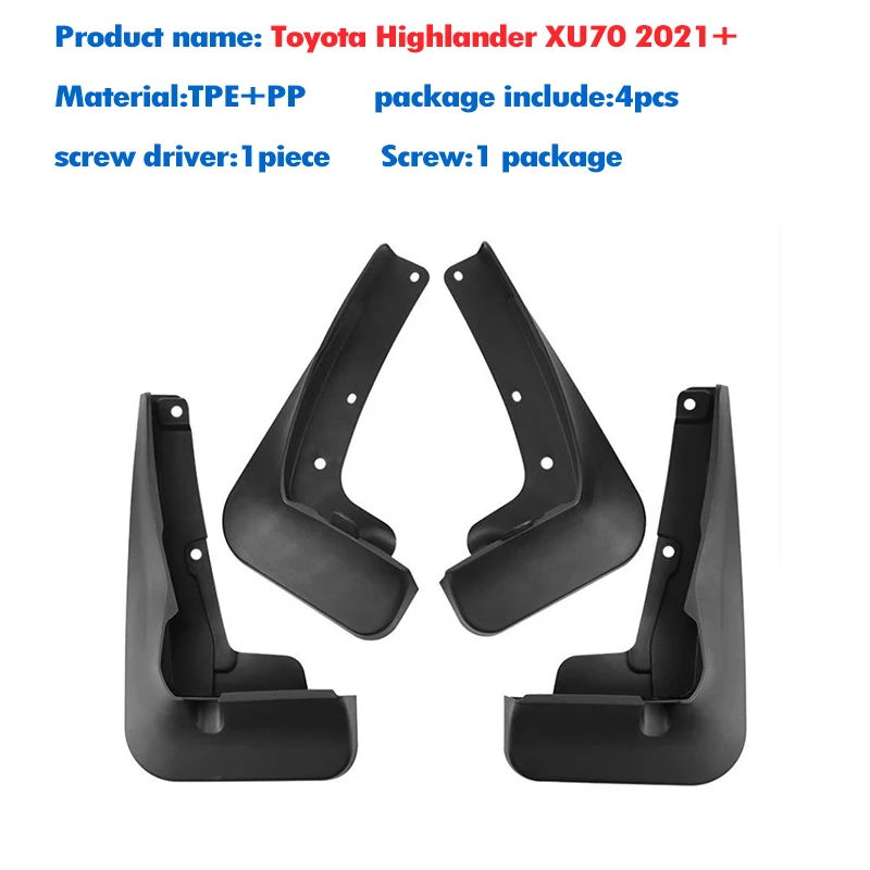 

4x для Toyota Highlander XU70, брызговики, брызговики, автомобильные аксессуары 2021 2022 2023 2024 2025 2026+