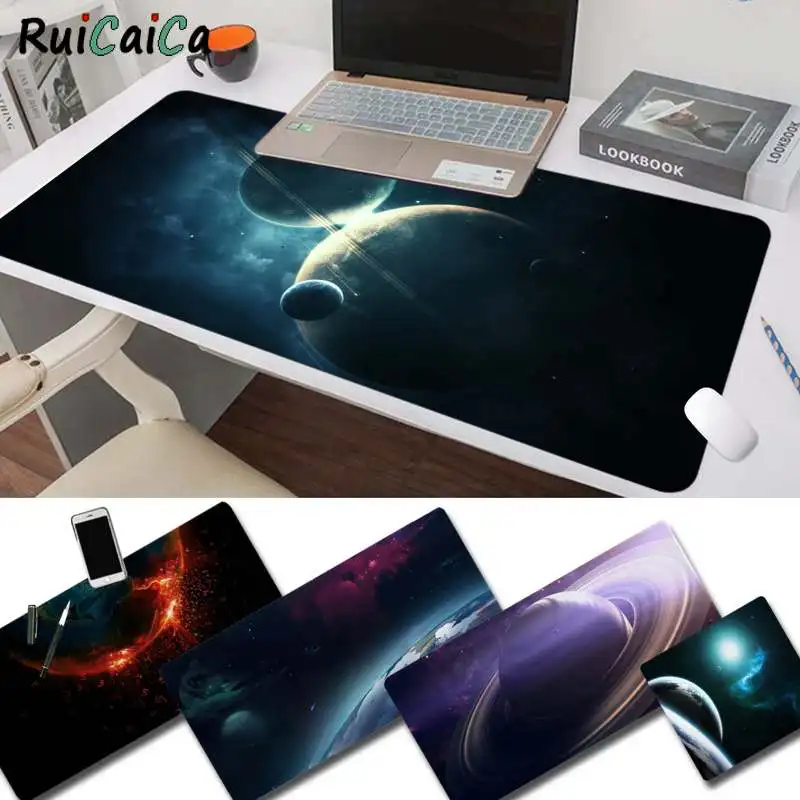 

Резиновый игровой коврик для клавиатуры RuiCaiCa, игровой коврик для мыши с объемными краями, с системой космической планеты и звезд