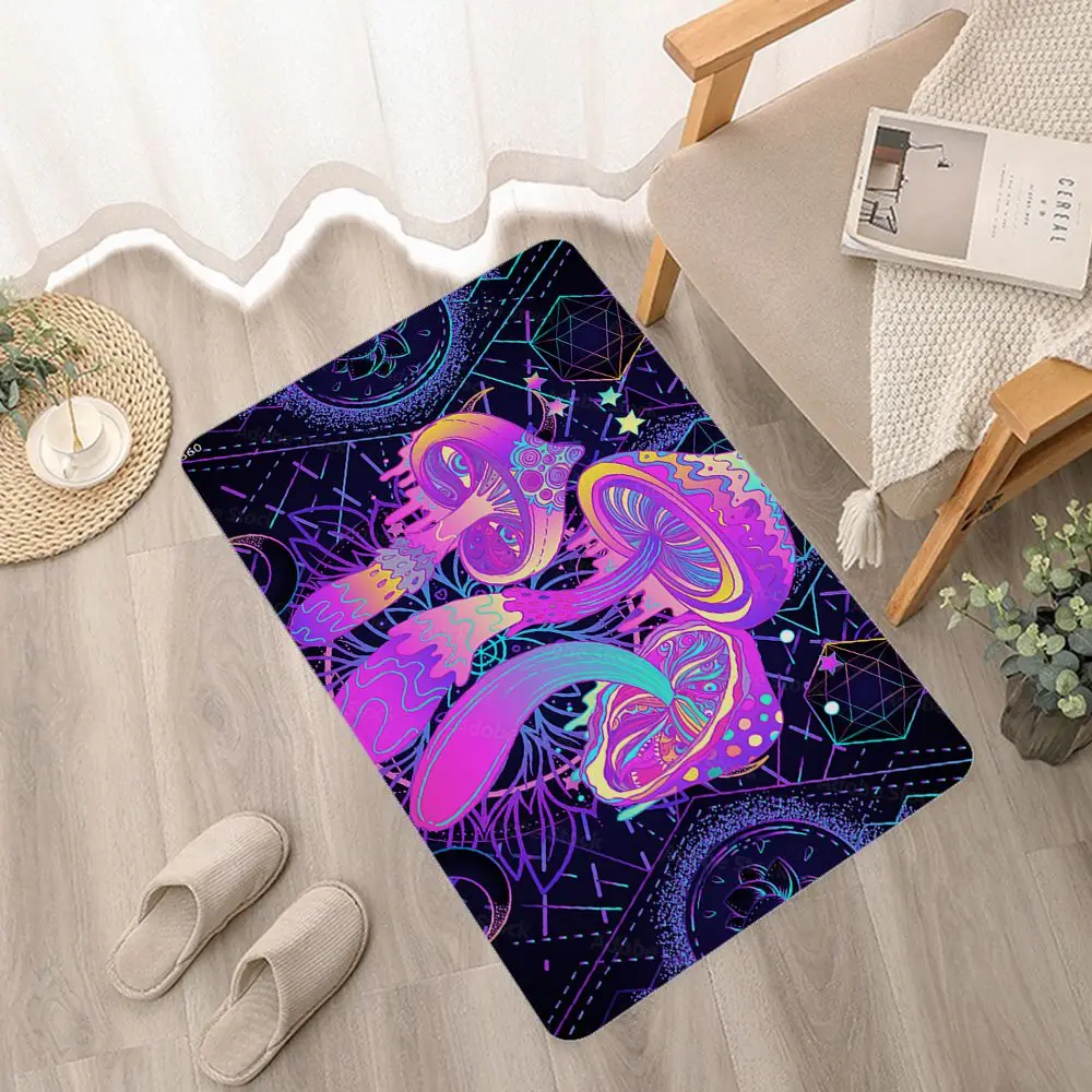 Психоделический фланелевый напольный коврик с принтом грибов декоративный