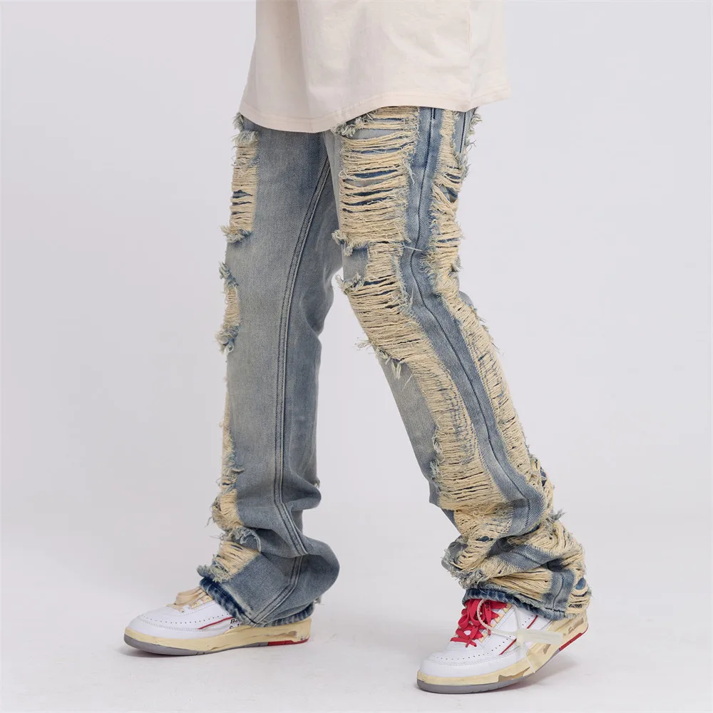 2023 Vintage Denim Pants Men Streetwear Retro Ripped Hole   Denim Pant Jeans HipHip Casual Joggers Trousers Jeans