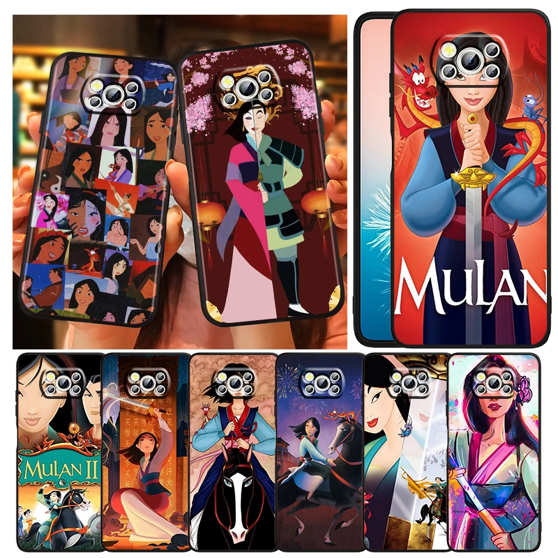 

Cartoon Animation Mulan Phone Case For Xiaomi Mi Poco X4 X3 NFC F4 F3 GT M5 M5s M4 M3 Pro C40 C3 5G Funda Black Soft Cover