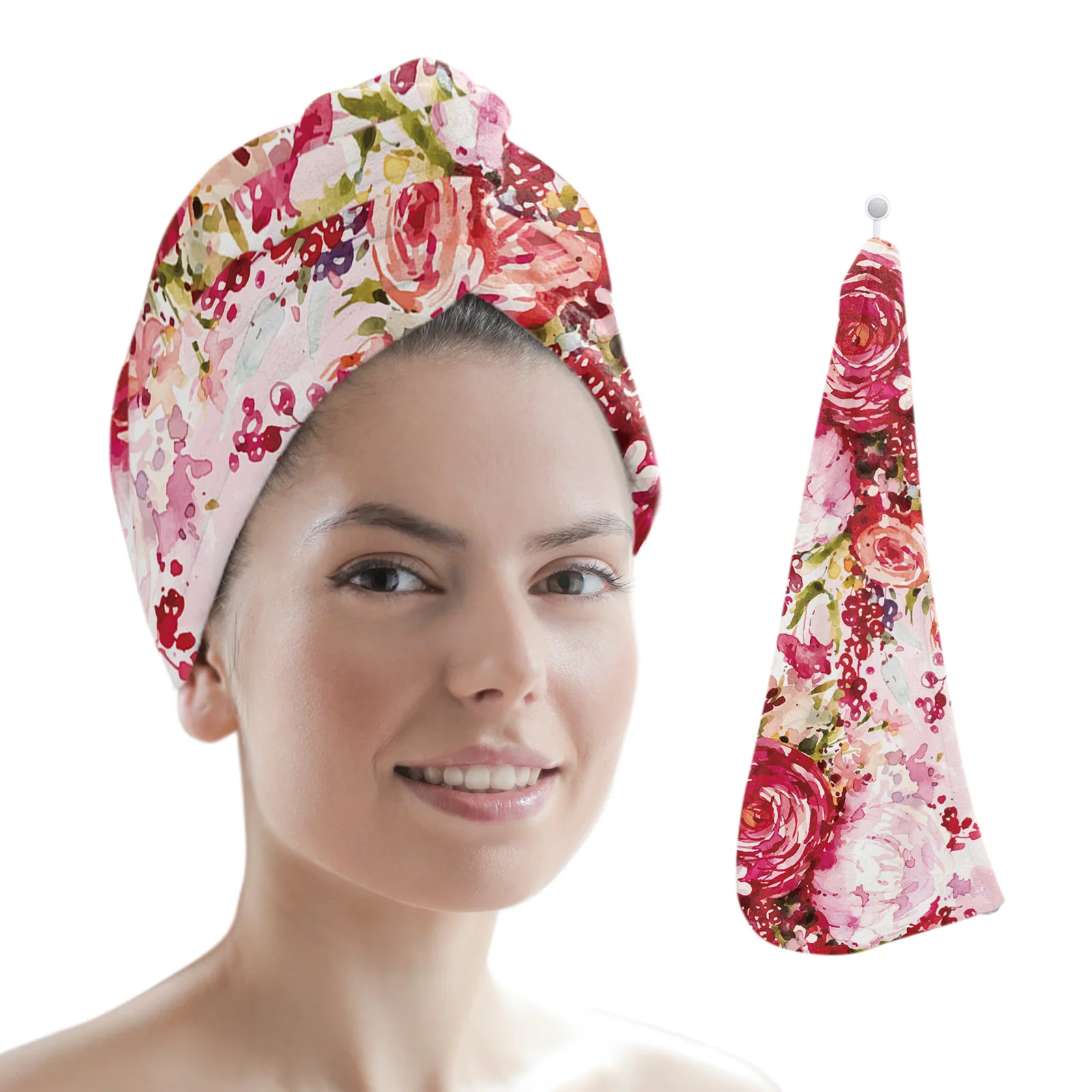 

Flower Watercolor Women Hair Drying Hat Quick-dry Hair Towel Cap Hat Bath Hat Microfiber Towel Cap