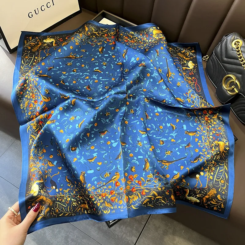 100% натуральный шелковый шарф модный цветочный женский носовой платок с принтом