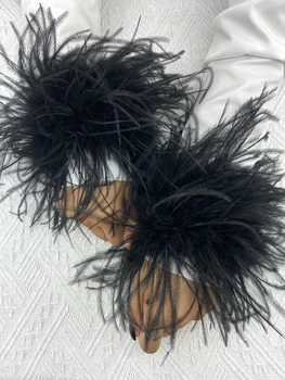 Natural Ostrich Feather Wrist Cuffs Women Hair Accessories Furry Bracelets Fashion Luxury Feather Anklets For Women 5cm Cuff