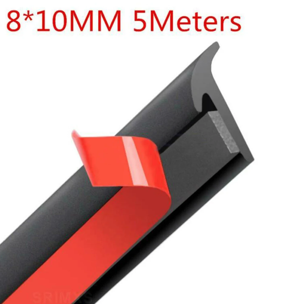 

5M Car Sealing Strip Inclined T-Shaped Weatherproof Edge Trim Rubber Universal Soundproof 8MMx10MM Auto Accessories