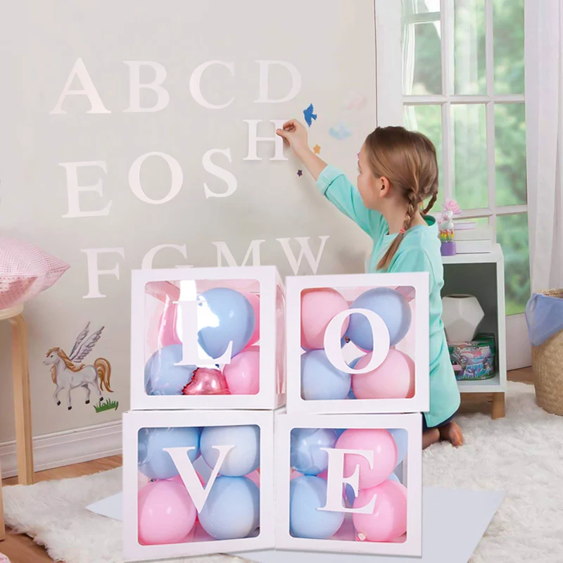 A-Z 26 Letter Tags DIY For Balloons Box Letter Paster Happy Birthday First 1st Baby Shower Party Decorations Supplies