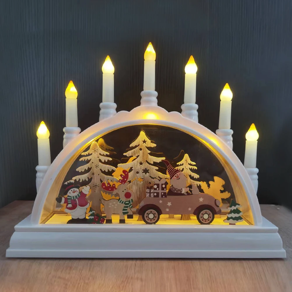 

Indoor Window Decoration Home Illuminated Arch Christmas Candle Bridge Festival Battery Operated Holiday LED Light Warm White