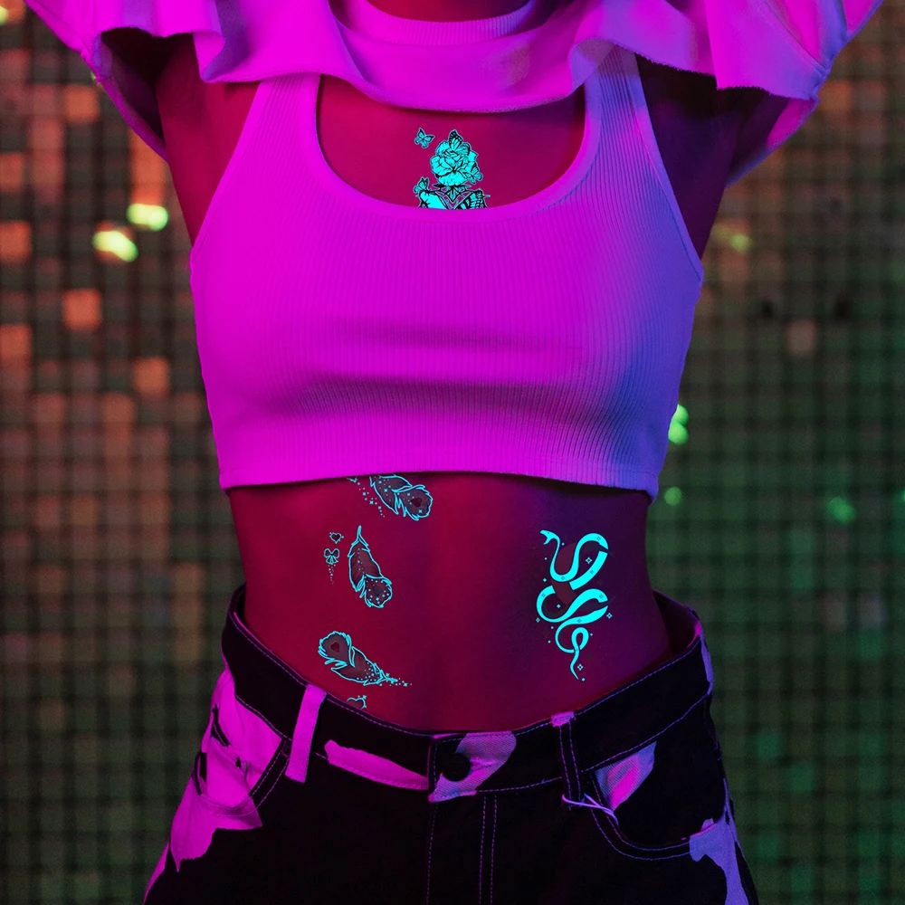 VeeCharm-светящиеся бабочки и музыка временные тату-наклейки: водонепроницаемые