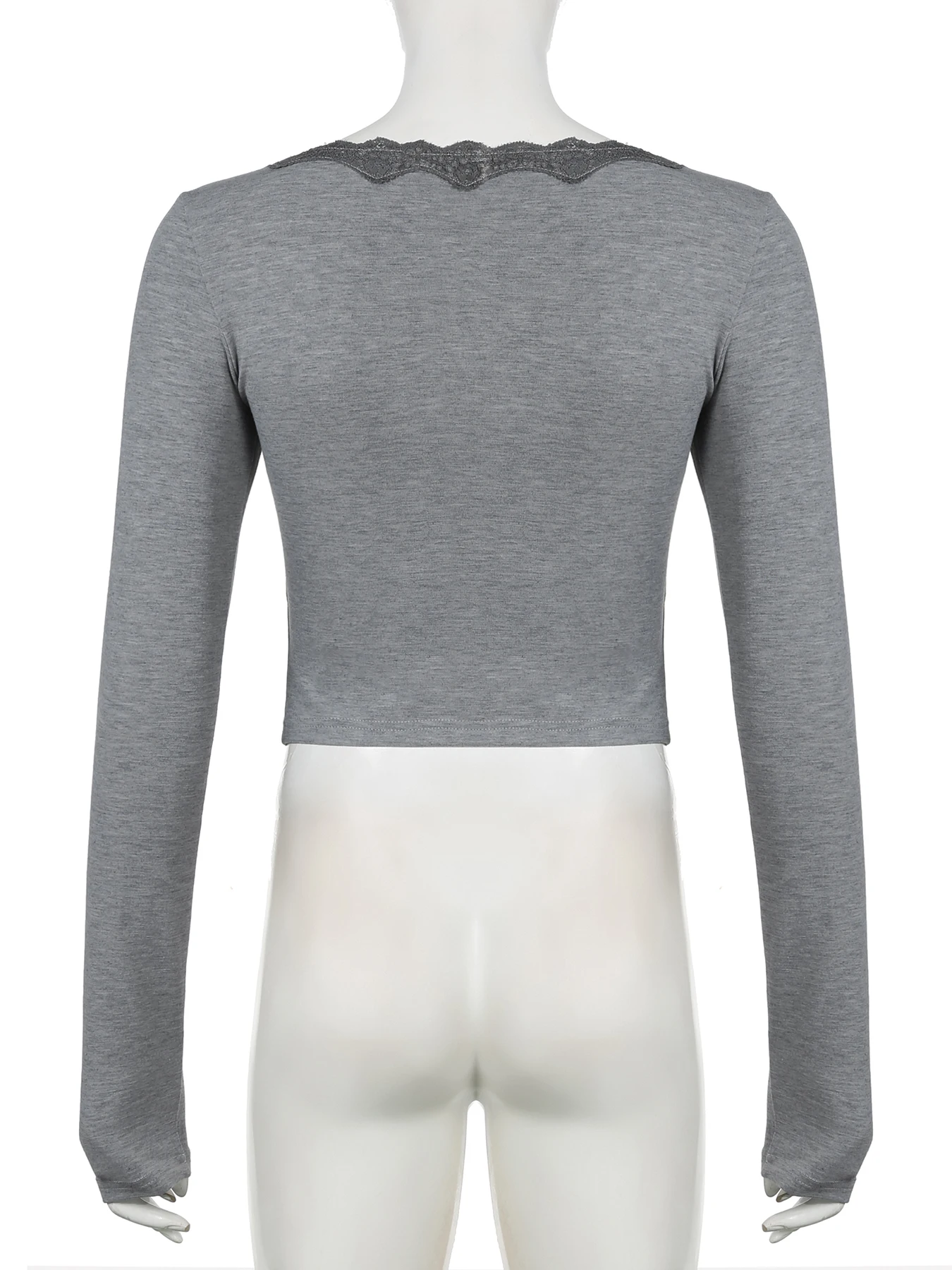 Повседневная футболка IAMSURE в стиле пэчворк с кружевной отделкой облегающие