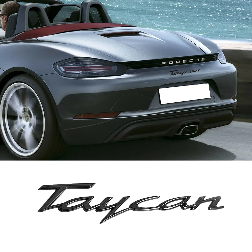 

Rear Badge Emblem For taycan Letters black Tailgate Trunk Look Deck lid Decoration decal