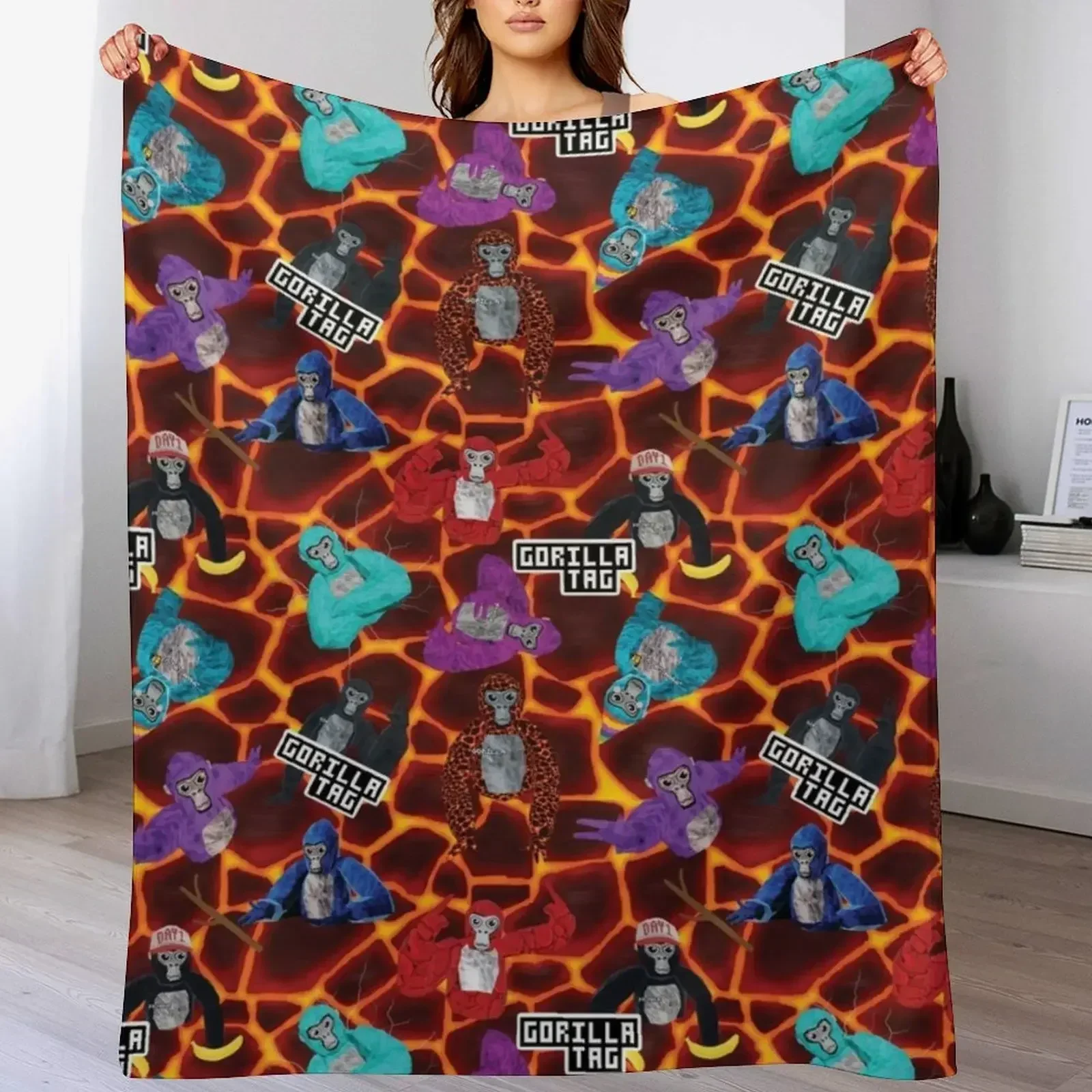 Одеяло Gorilla Tag Lava Monke Party плед для дивана-кровати одеяла
