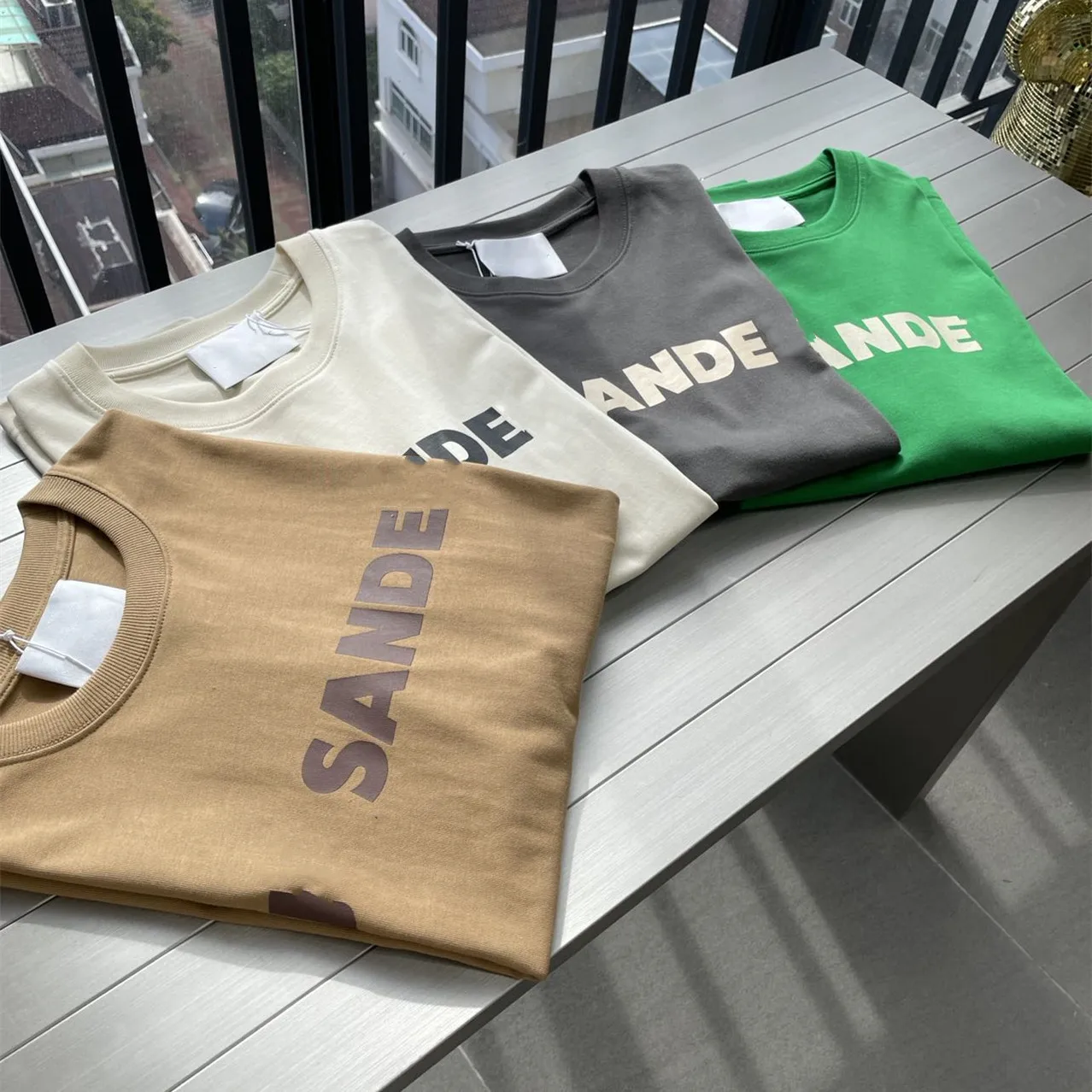 

2023 High Quality Heavyweight Sande T-shirt Short Sleeve Oversize Loose Men's and Women's Fashion Brand Couple Tee Casual Top
