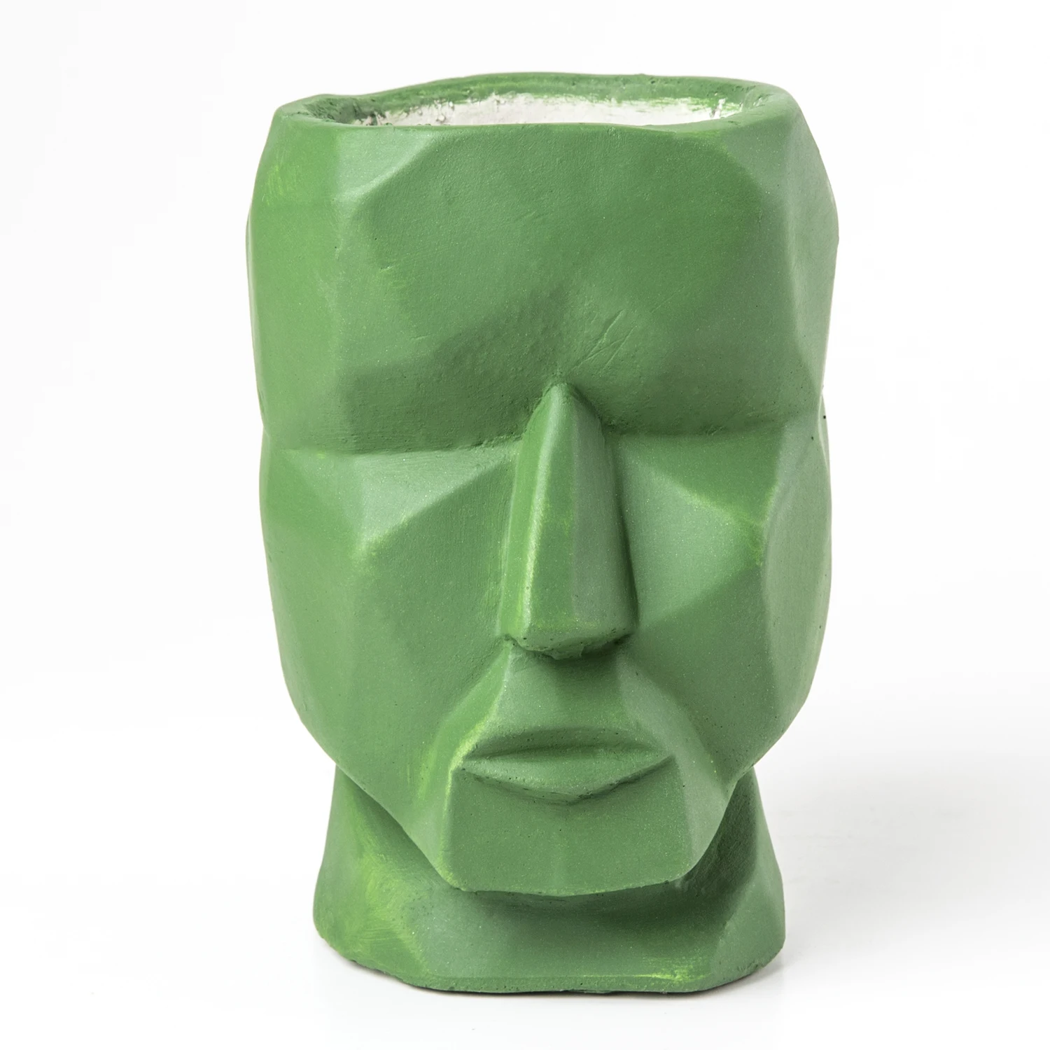 

Зеленый бетонный горшок с острым лицом 16x13 см