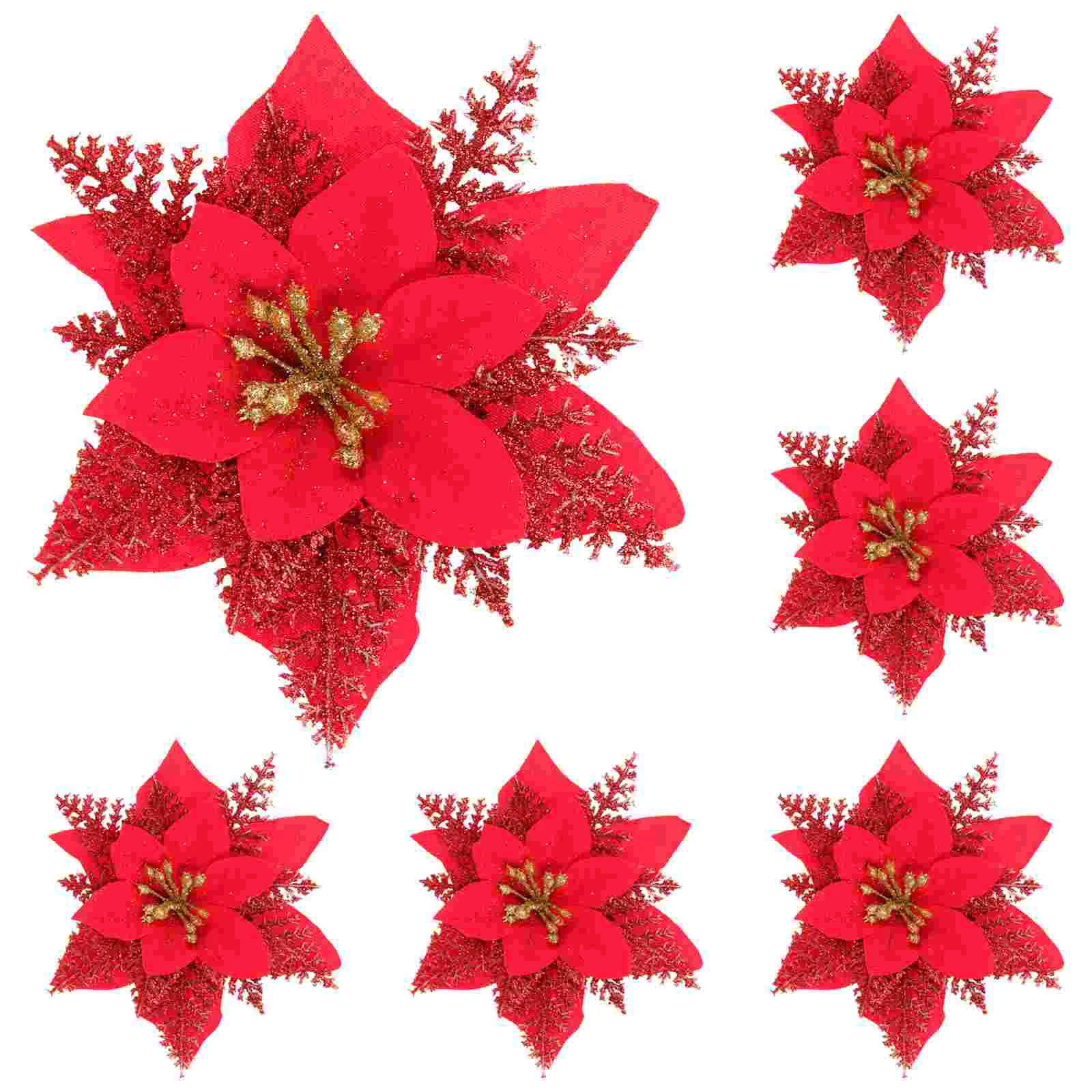 

Christmas Poinsettia Flower Artificial Decor Tree Poinsettias Fake Diy Forwreath Ornament Ornaments Crafting Silk Small Crafts