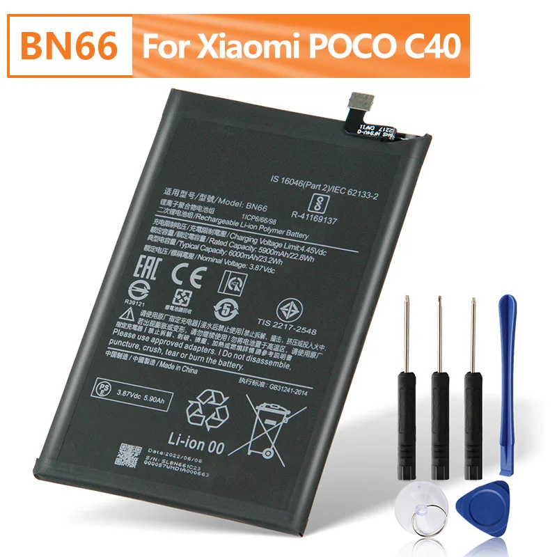

Rechargeable Phone Battery BN66 For Xiaomi Poco C40 6000mAh Replacement Battery