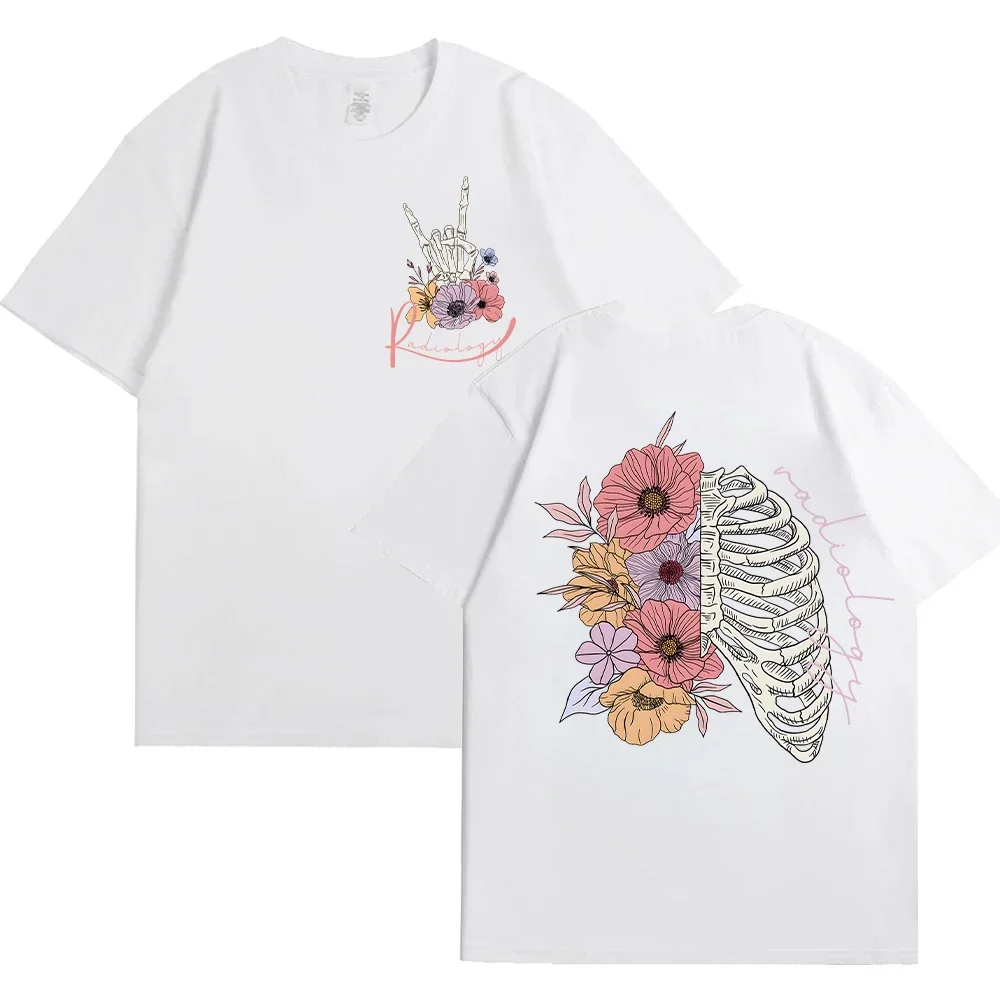 Женская рубашка со скелетом Rad Tech с цветочным принтом футболки из радиологии