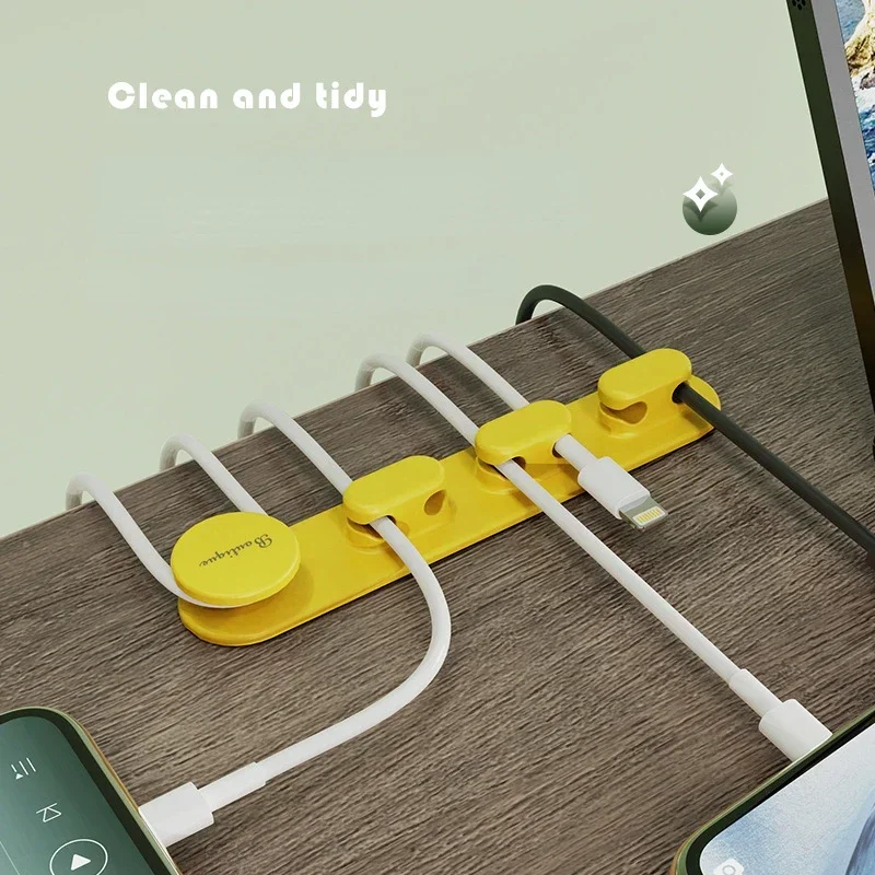 Красочный держатель кабеля силиконовый органайзер для гибкий USB-намотка зажимы
