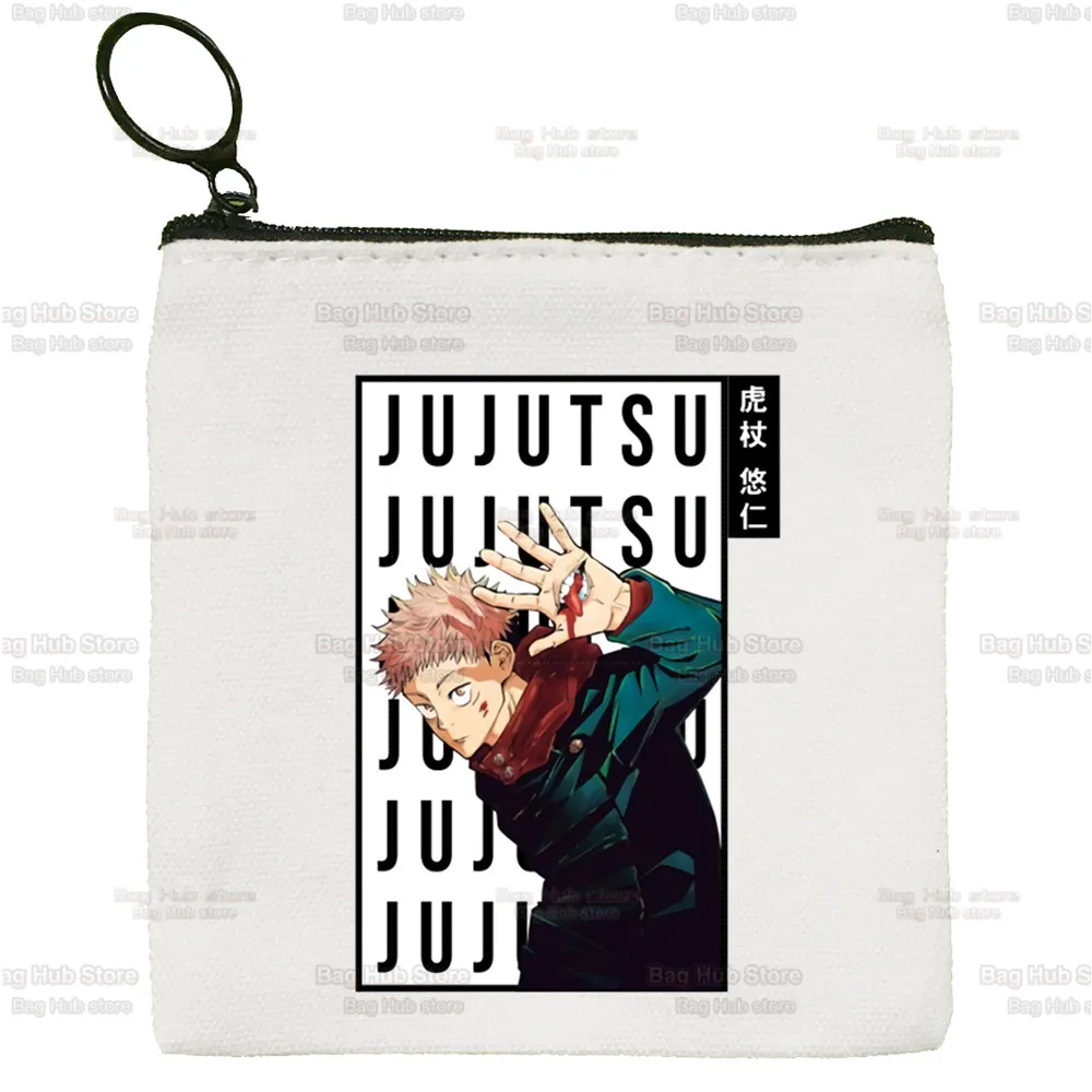 Anime Jujutsu Kaisen Gojo Satoru Yuji Itadori Canvas Coin Purse Custom Logo Storage Pouch Canvas Bag New Coin Bag Key Coin Purse