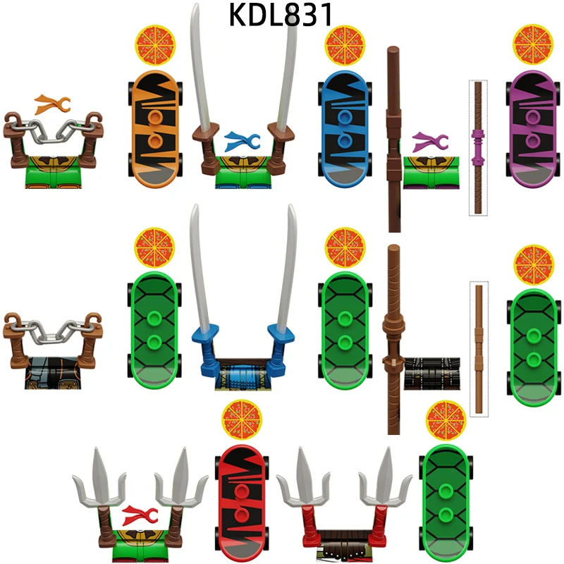 Фигурки Sai Knife Stick Nunchakus Weapons Брюки Запчасти для волос Модель Блоки MOC Набор