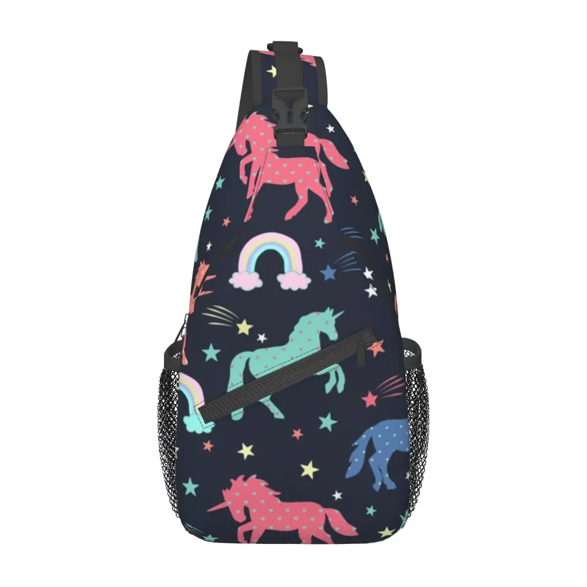 

Cute Unicorn Shoulder Bags Rainbows Stars Print Streetwear Chest Bag Women Sports Running Sling Bag Phone Custom Small Bags