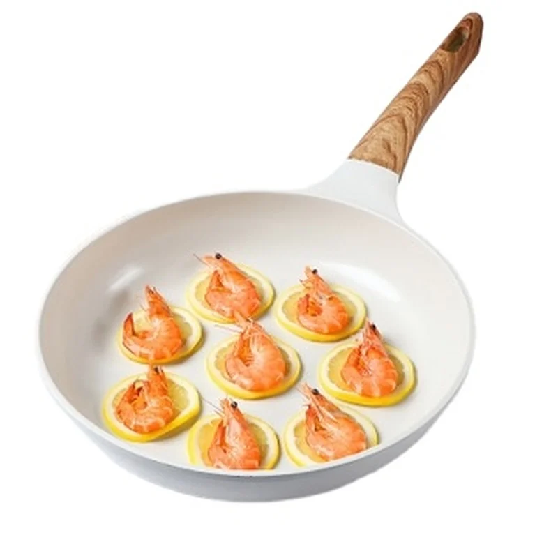 

20/26cm Non-stick Pan Japanese Single Wooden Handle Creative Ceramic Coating Kitchen Household Steak Frying Pan Open Flame