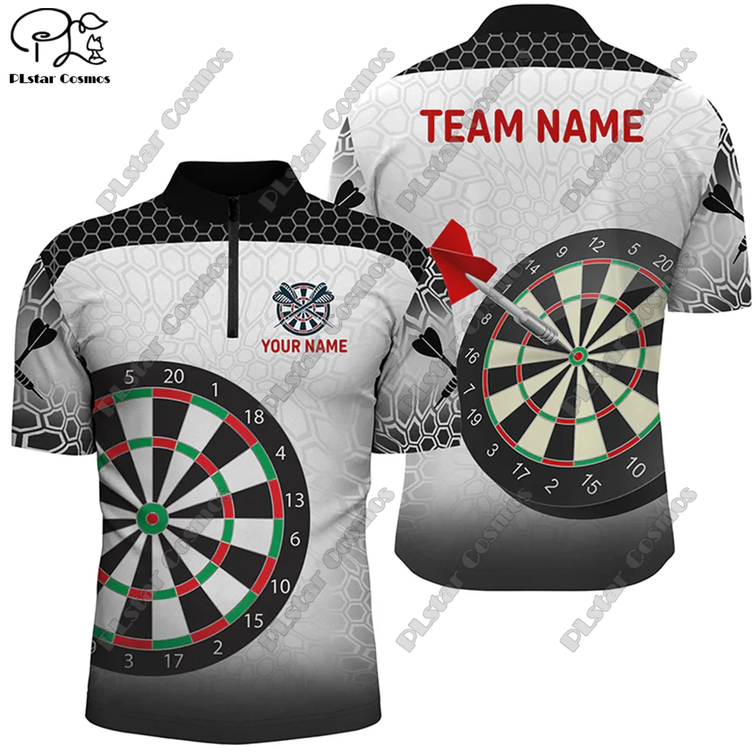 Новинка рубашка-поло унисекс с 3D-принтом пламени воротником-стойкой и молнией