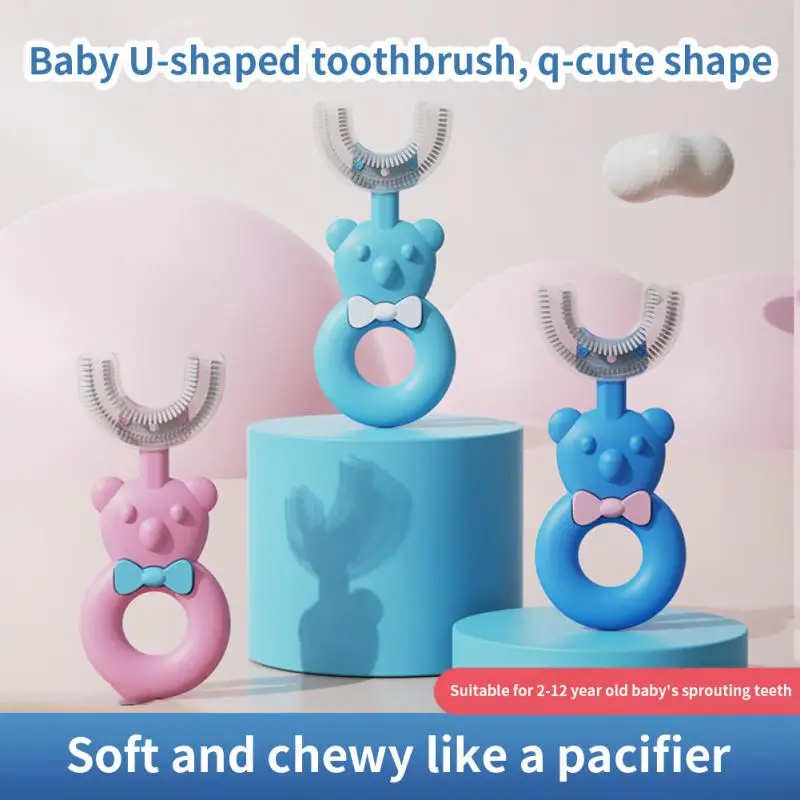 

Childrens Toothbrush Kid Care Toothbrush Easy To Carry U-shaped Baby Tooth Brushing Artifact Hygienic Oral Care Cleaning