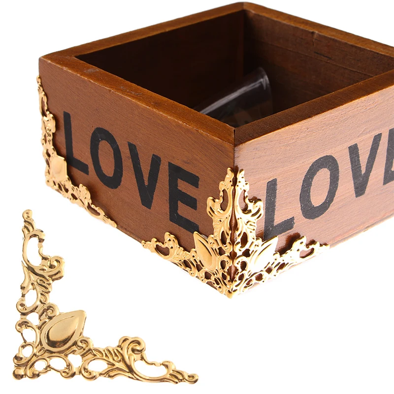 4/8Pc Retro Corner Flower Decorative Box Decorative Patch Metal Jewelry Box Antique Iron Triangle Patch Iron Sheet Chinese-style