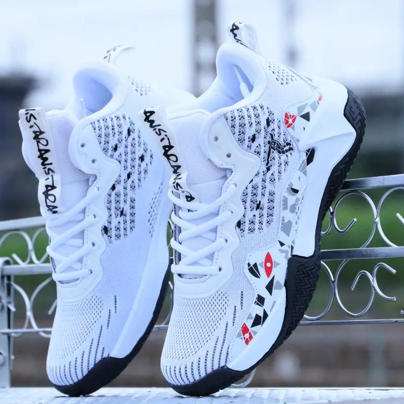 For Men Lace-up High Top Sneakers Mens Mesh Basketball Boots Breathable Trend Men Sneakers Walking Shoes