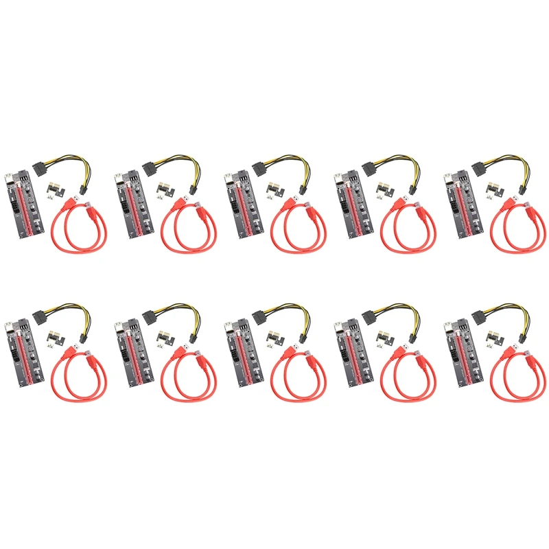 

Райзер-карта 10x60 см Ver009s Pci-E, Pcie 1X до 16X, Usb 3,0, кабель для передачи данных, Майнинг биткоинов