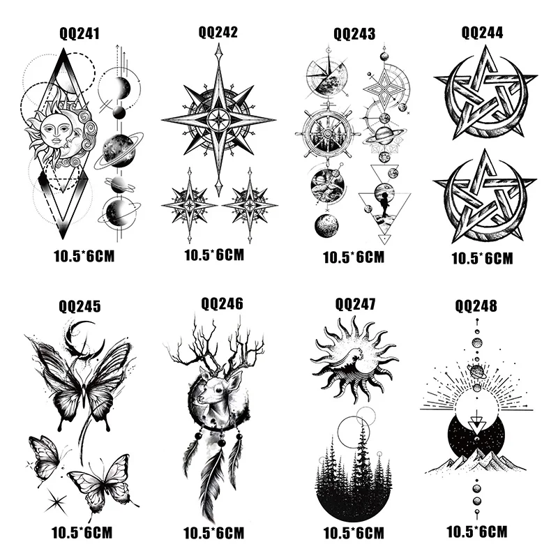 Фото Маленькие тату-наклейки, водостойкие стойкие Временные татуировки, минималистичные татуировки, 10,5*6 см, автомобильная наклейка №4