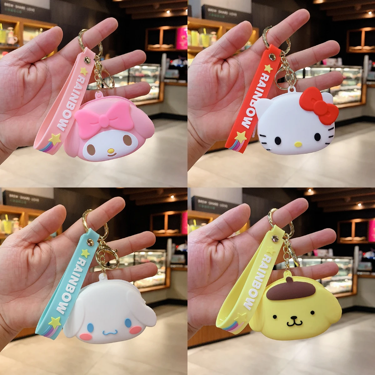 Kawaii Sanriod Cinnamonroll My Melody KT cat Аниме мультфильм Мини Кошелек для монет брелок