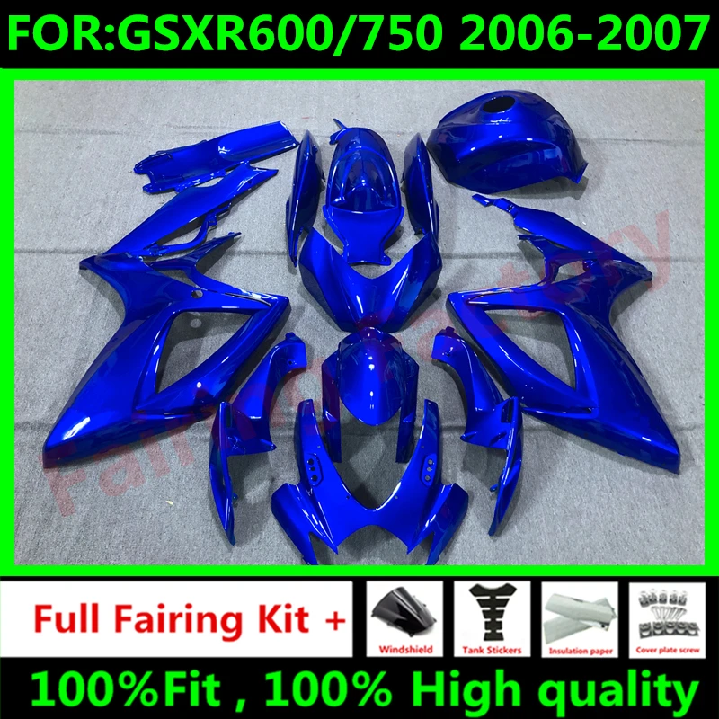 

NEW ABS Motorcycle Whole Fairing kit fit for GSXR600 750 06 07 GSXR 600 GSX-R750 K6 2006 2007 full Fairings kits set blue