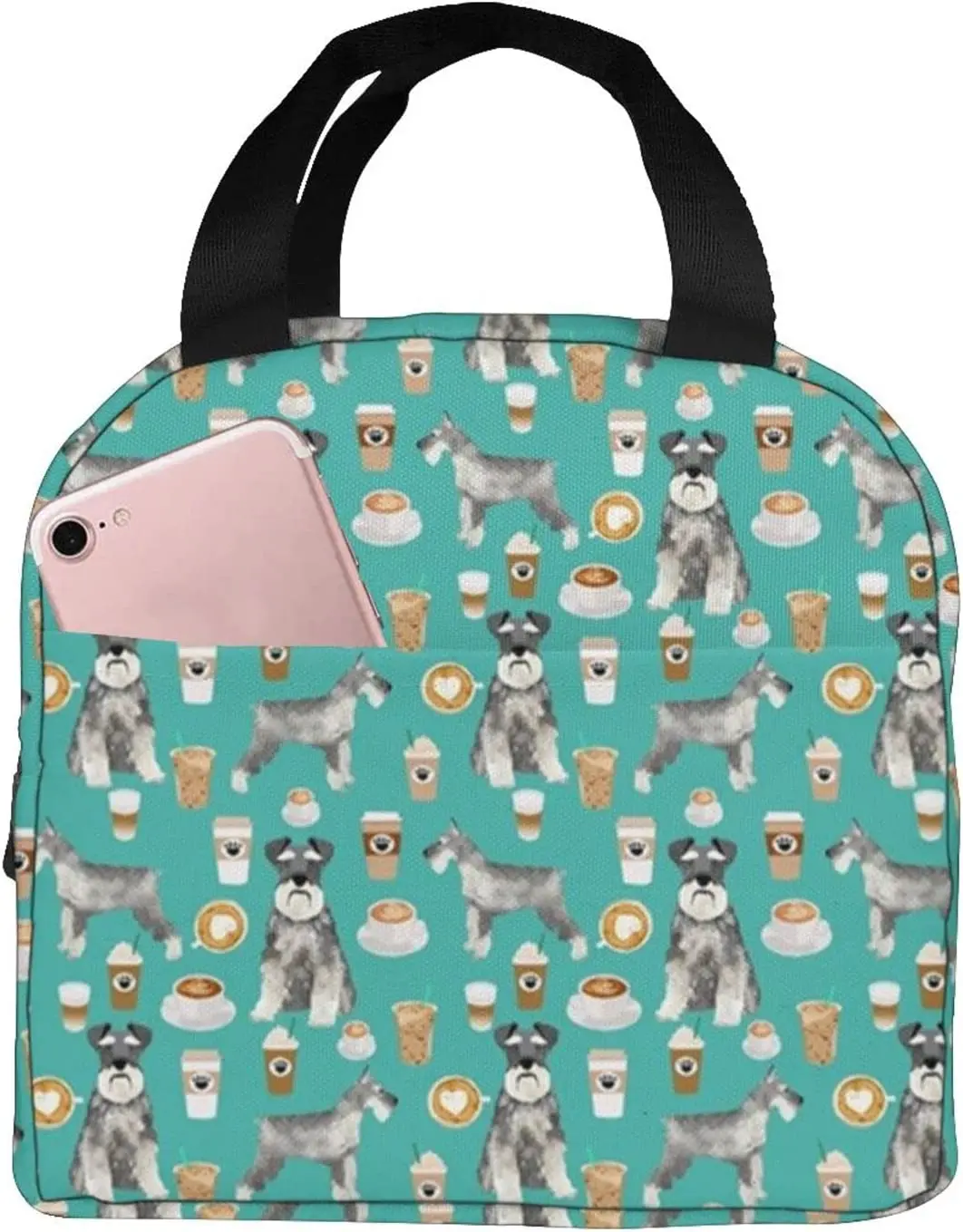 

Сумка для ланча кофейной собаки для девочек и мальчиков, многоразовый охлаждающий органайзер, сумка для школы и пикника, для путешествий и о...