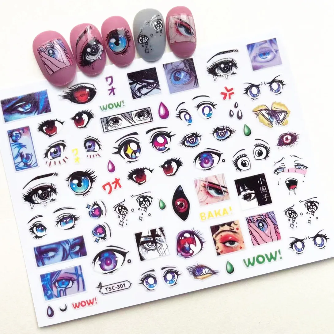 

Newest TSC-301 eyes series anime boy designs 3d nail art sticker nail decal accessories