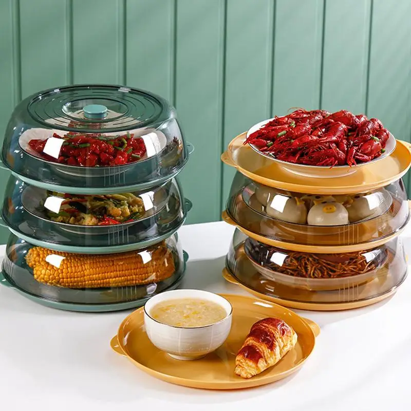 

Insulation Dish Cover Multi Layer Transparent Food Cover Dust Proof Storage Rack For Fruits And Vegetables Kitchen Essential