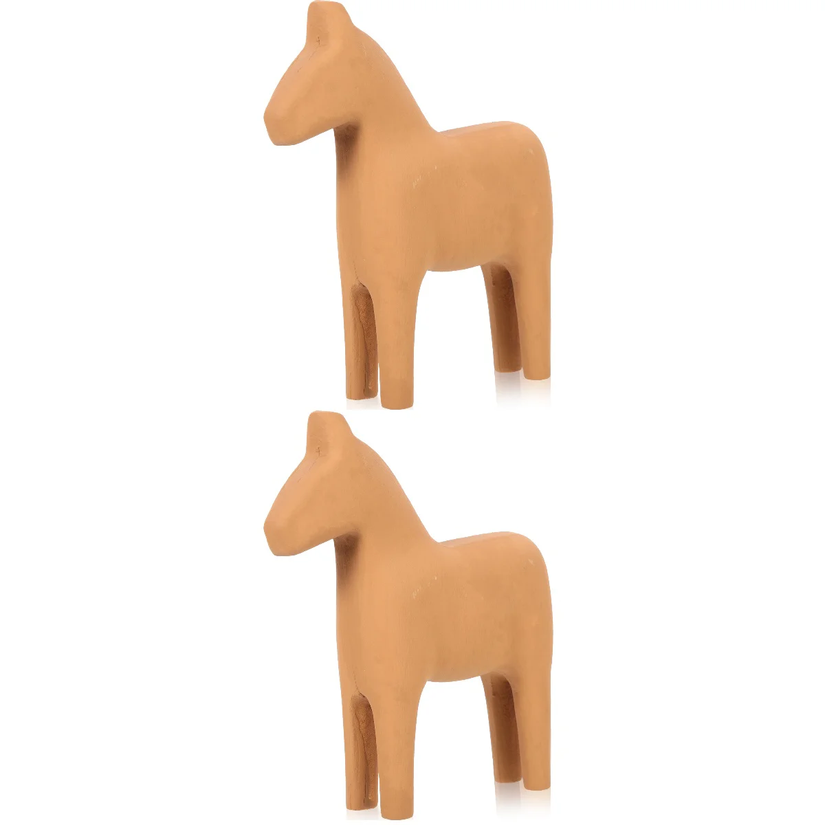

2x Lovely Household Horse Decor Wooden Horse For Home Home Adorn Horse Ornament Wooden Horse Ornament for Home