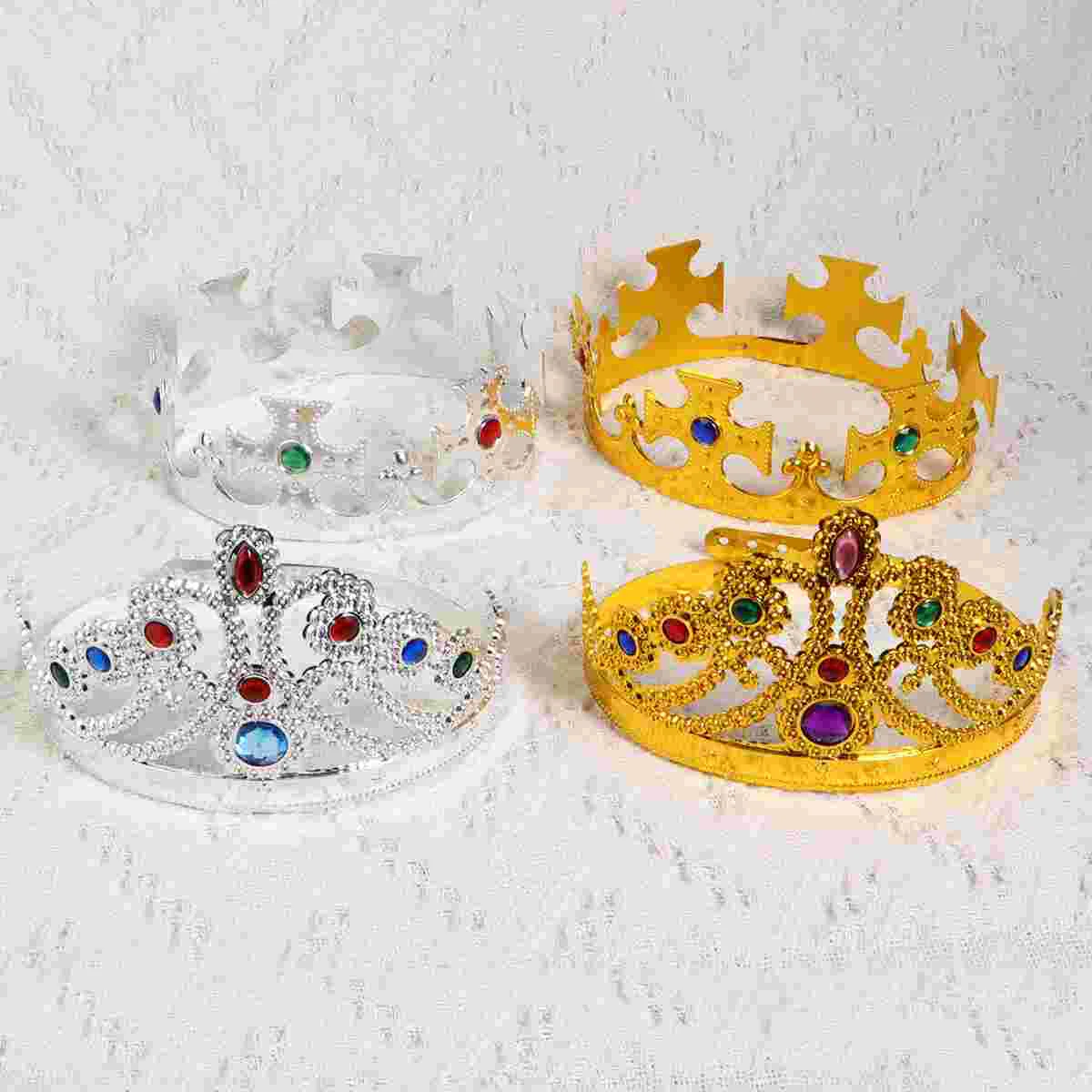 

4 PCS Performence King Prom Suit Guys Girls Tiara Children's Place Clothes Cosplay Royal Gold Style Party
