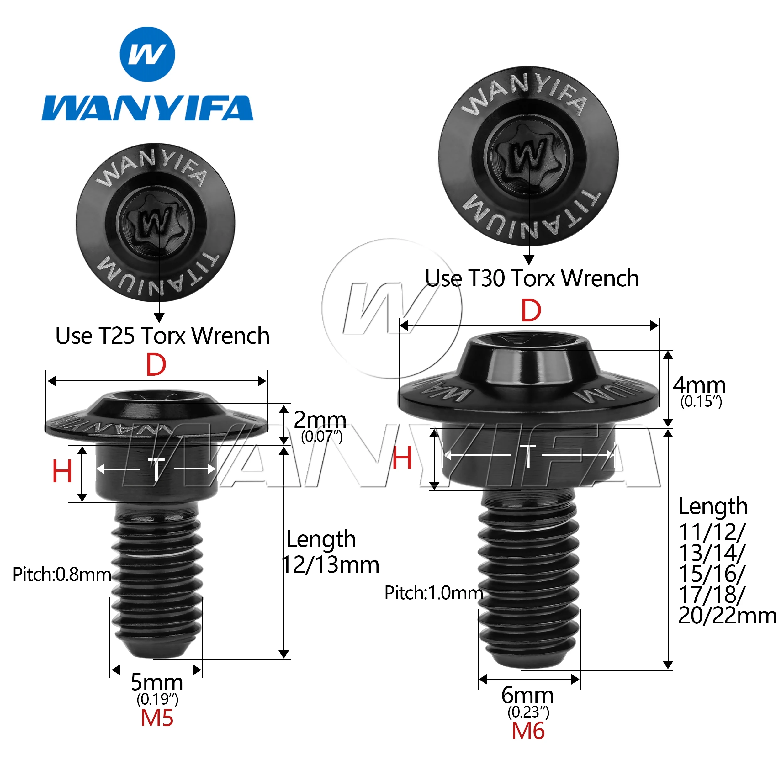

Титановый болт Wanyifa M5/M6 Torx 1 шт.