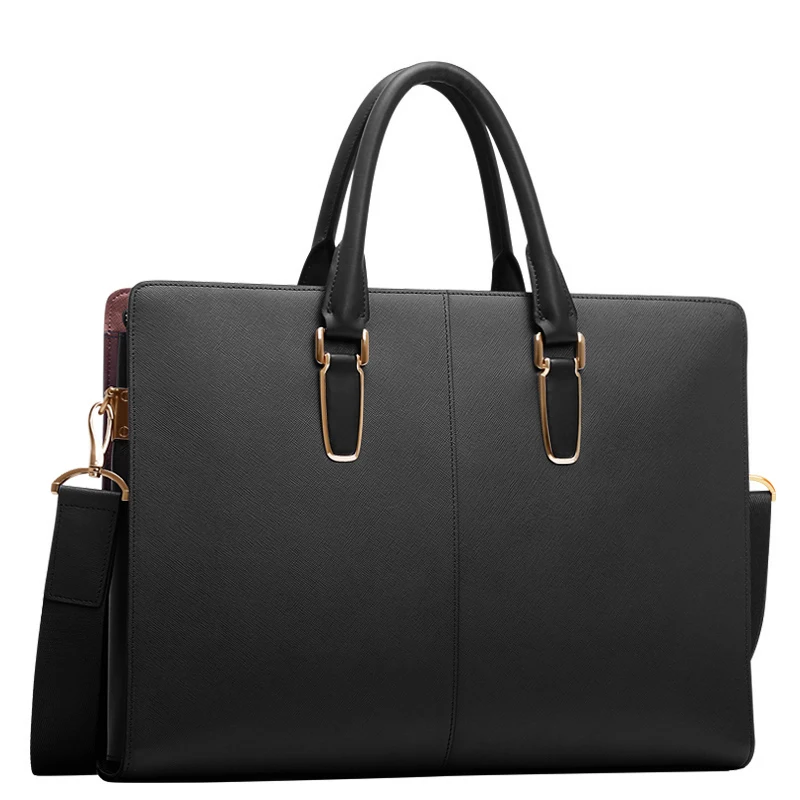 Men's cowhide briefcase Large capacity handbag 16-inch laptop bag