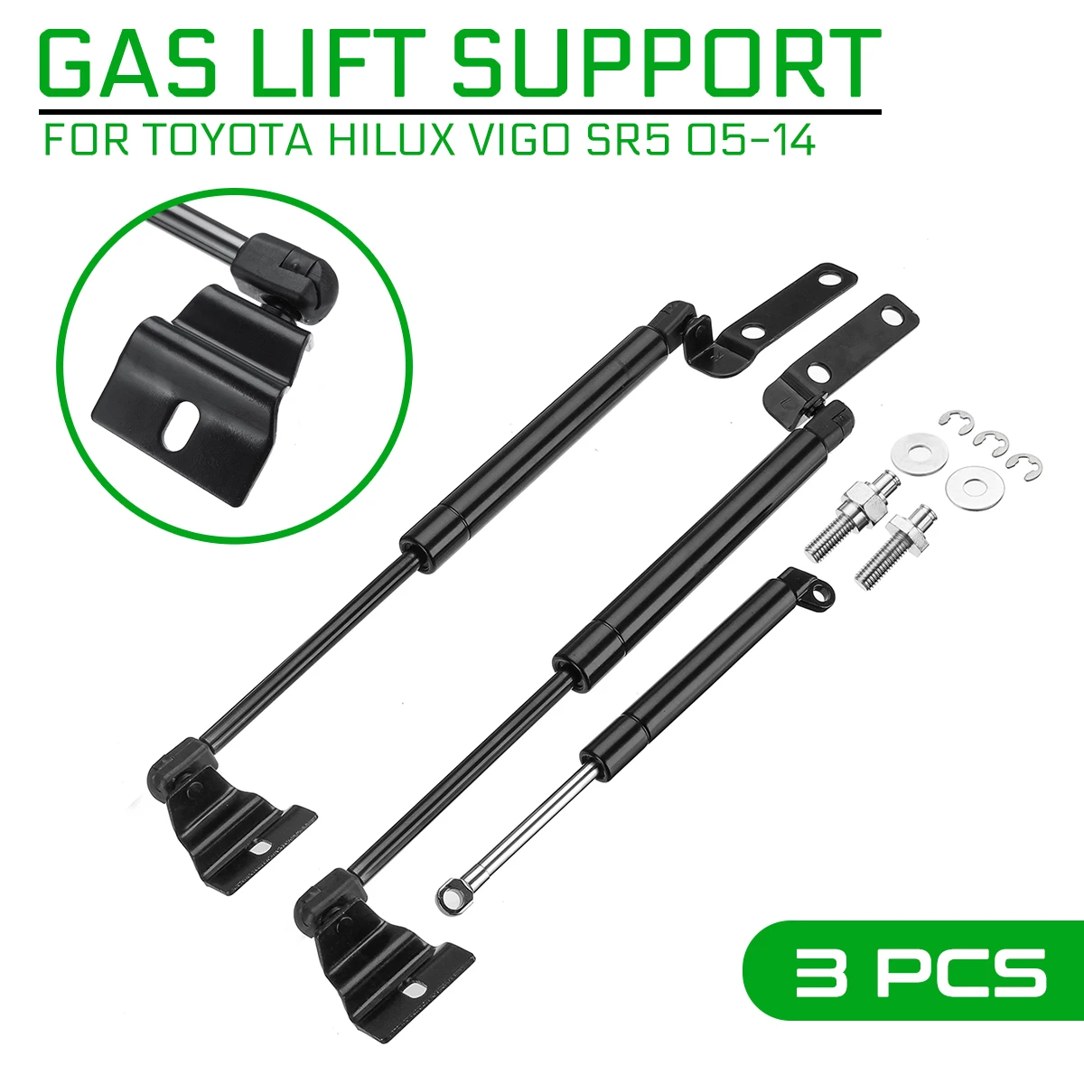 

3pc Car Front Bonnet + Tailgate Gas Lift Support Struts Bars Support Rod For Toyota Hilux Vigo SR5 2005-2014 Car Accessories