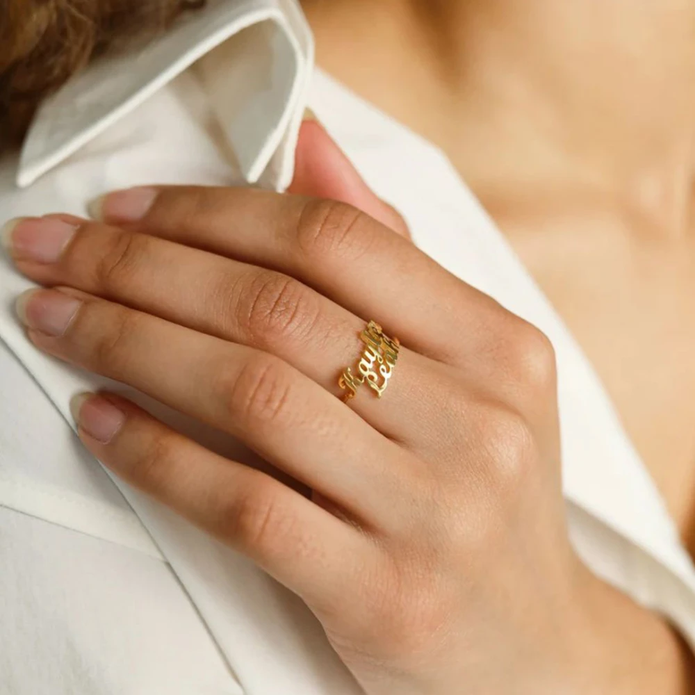 

Orazio Customized Name Ring for Women Couple 14K Gold Personalized Letter 316L Stainless Steel Rings Jewelry Gift Wholesale