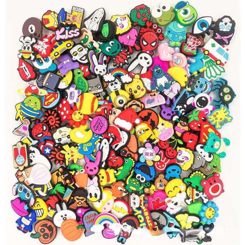 Lot of 100 Random Shoe Charms For Croc Sandals Funny Cartton Shoe Decoration Jibz Unisex Gifts
