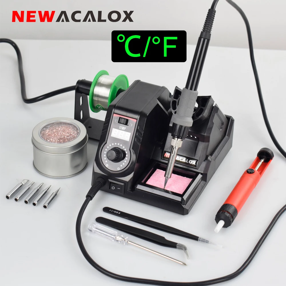 

Паяльная станция NEWACALOX, 130 Вт, ЖК-дисплей, регулируемая температура, сварочная станция, паяльник, инструменты для ремонта BGA PCB IC